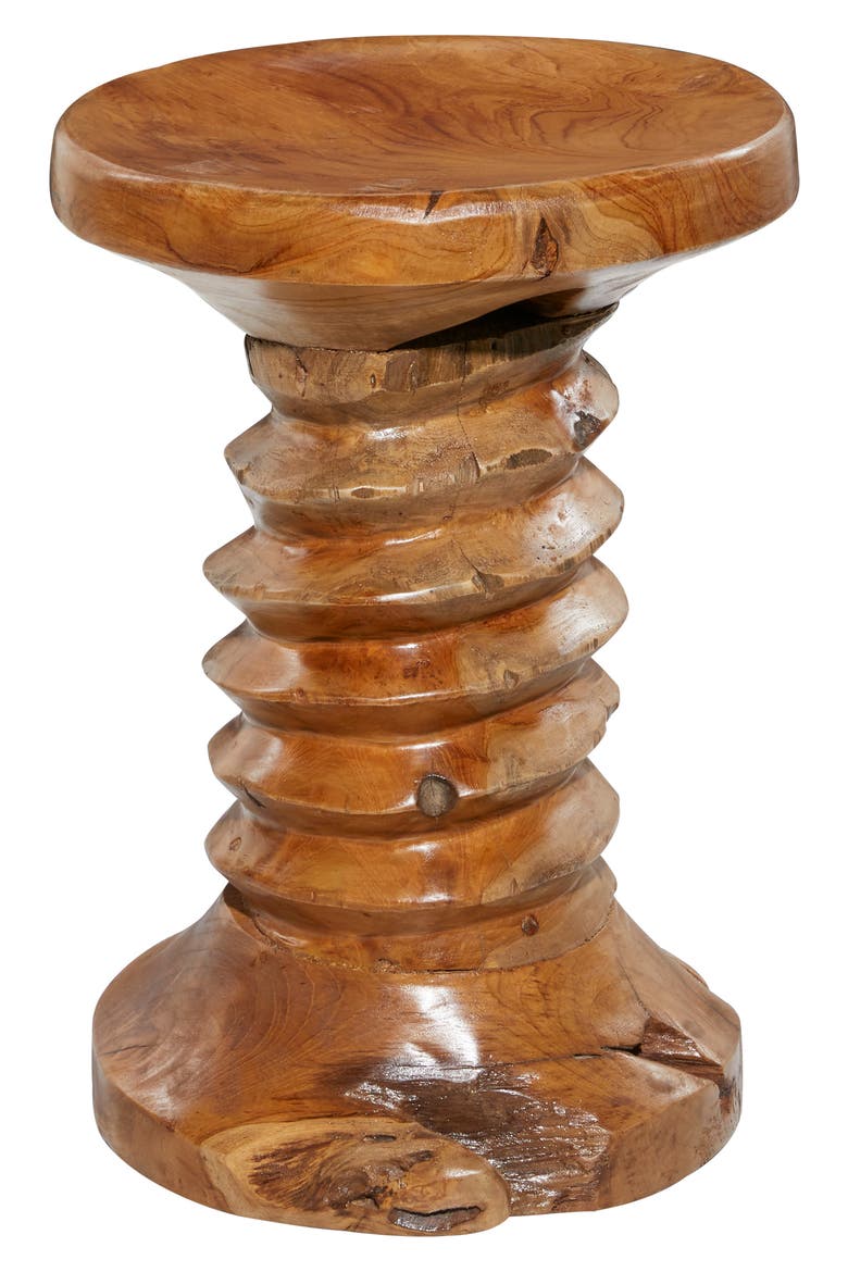SONOMA SAGE HOME Brown Teakwood Rustic Accent Table with Coiled Base ...