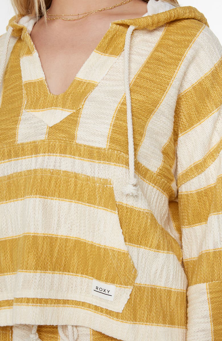 Roxy Rich Coast Stripe Hooded Sweatshirt, Alternate, color, Amber Gold Jungle Beach Stripe