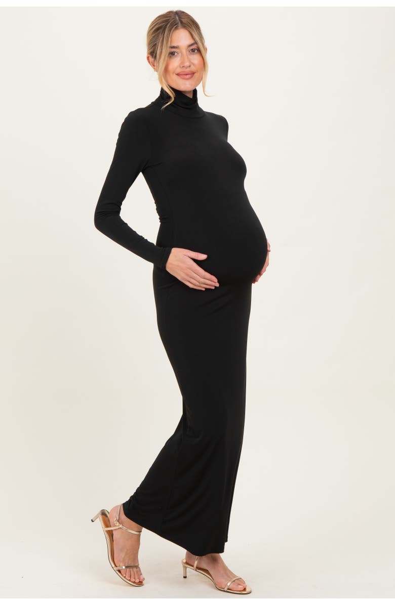 PinkBlush Turtleneck Long Sleeve Maxi Dress, Alternate, color, Black