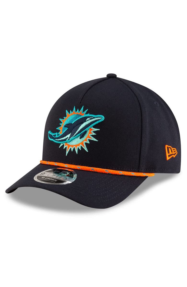 New Era Men's New Era Pitch Blue Miami Dolphins 2025 Rivalries Collection Sideline A-Frame 9FORTY Adjustable Hat, Alternate, color, Navy
