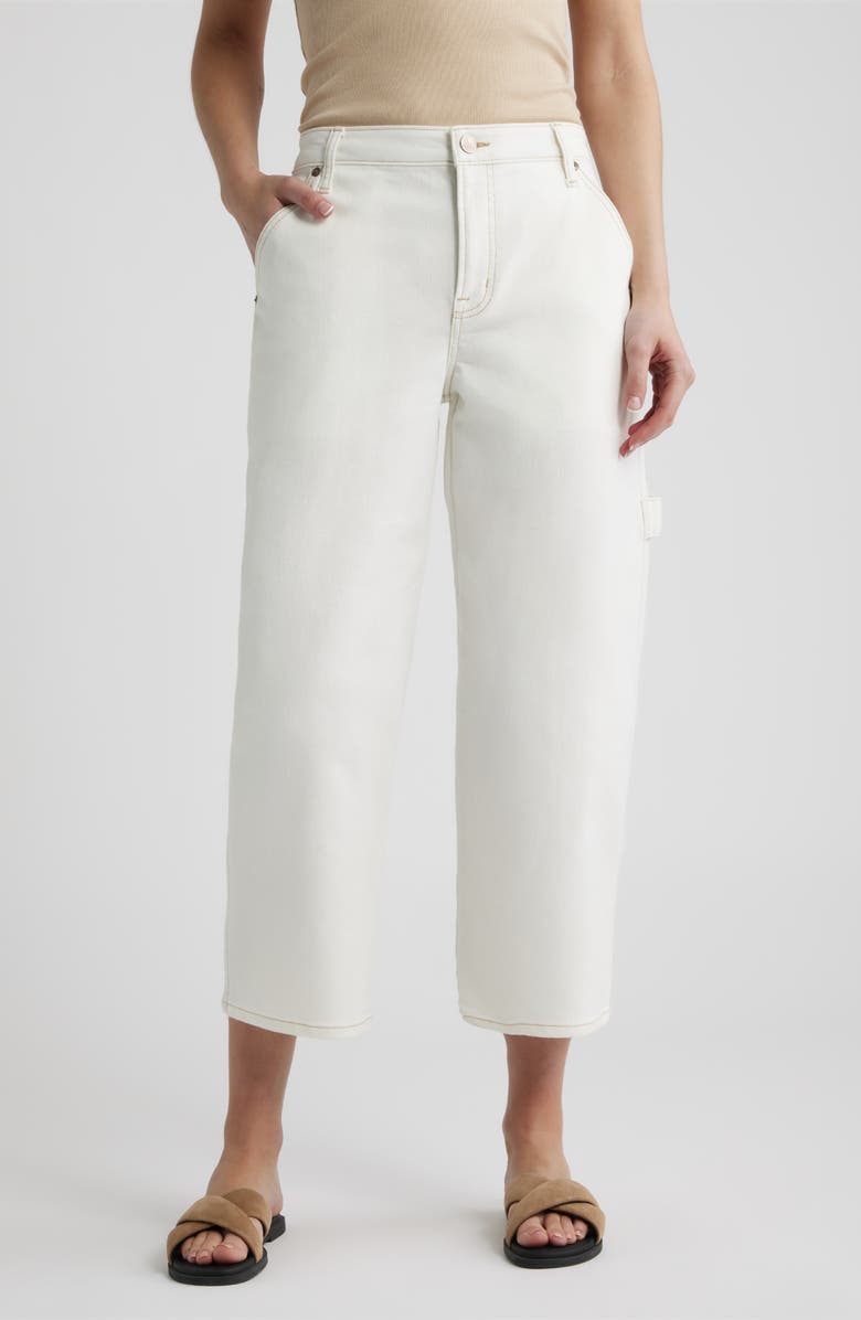 CITY BLUES Relaxed Crop Carpenter Jeans, Main, color, Ivory