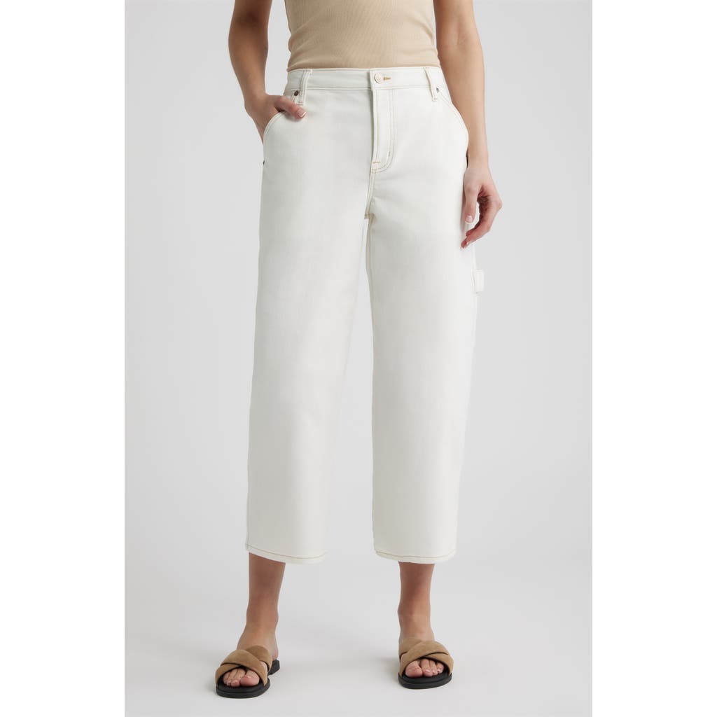 CITY BLUES Relaxed Crop Carpenter Jeans in Ivory at Nordstrom, Size 4