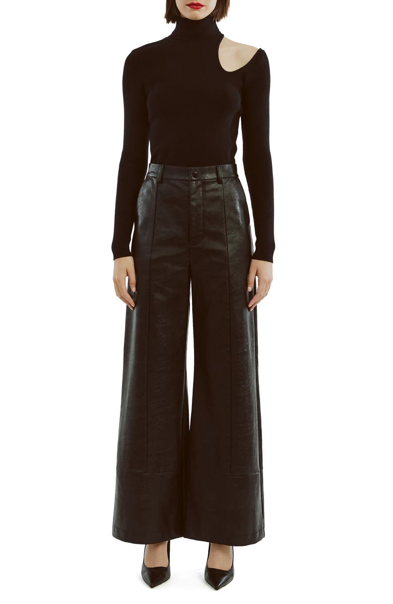 Bardot Olesa Asymmetric Turtleneck Top, Alternate, color,