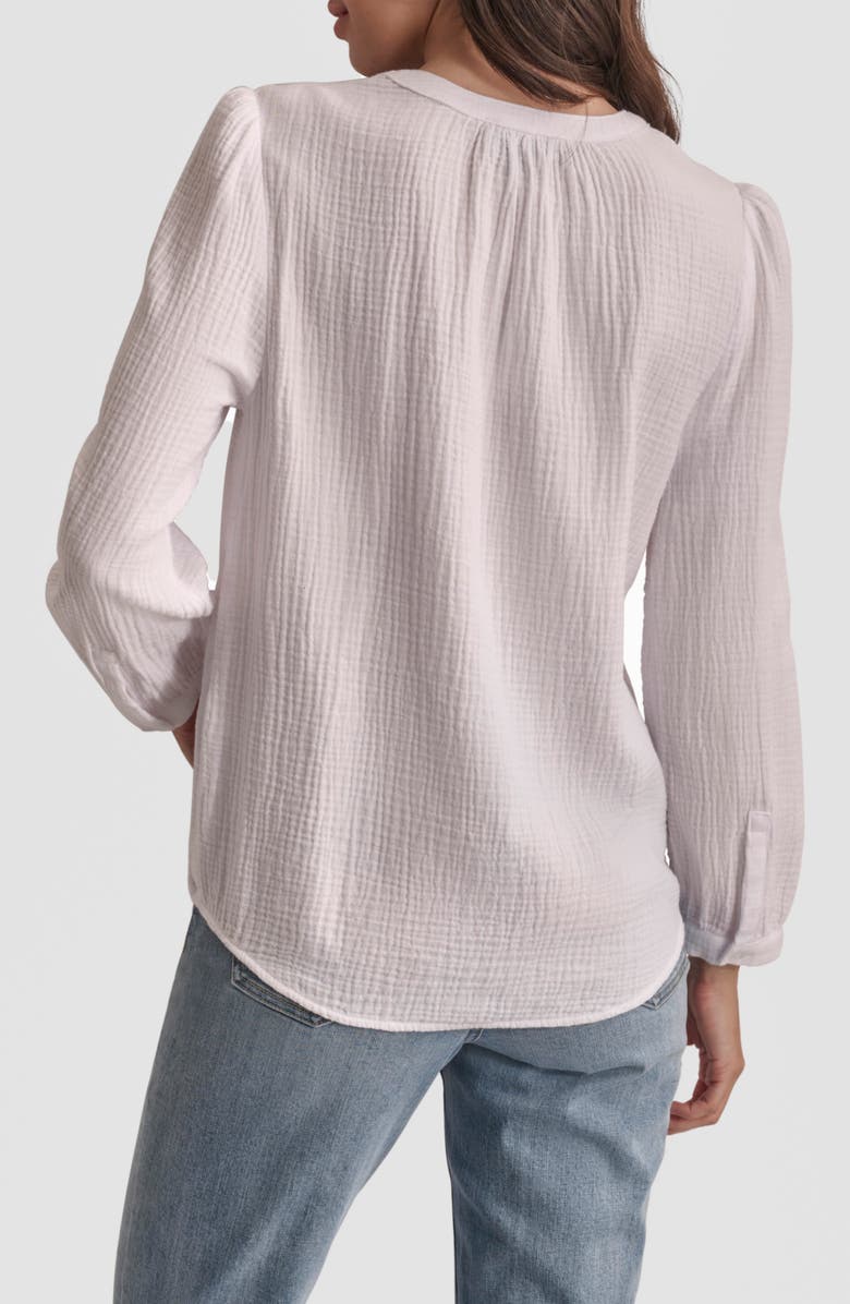 DKNY Jeans Gauze Henley Shirt, Alternate, color, White