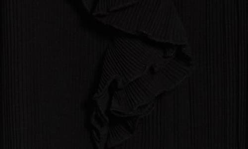 Muse Three Quarter Sleeve Ruffle Top In Black
