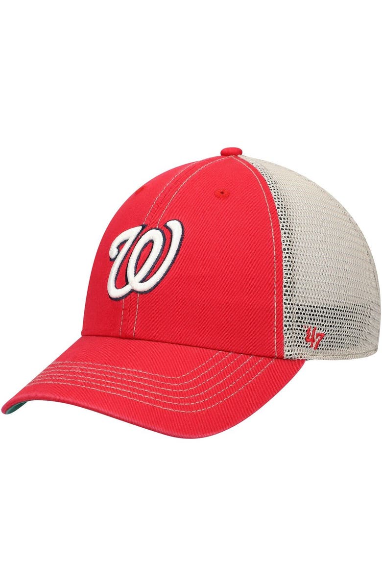 '47 Men's '47 Red Washington Nationals Trawler Clean Up Trucker Snapback Hat, Main, color, Red
