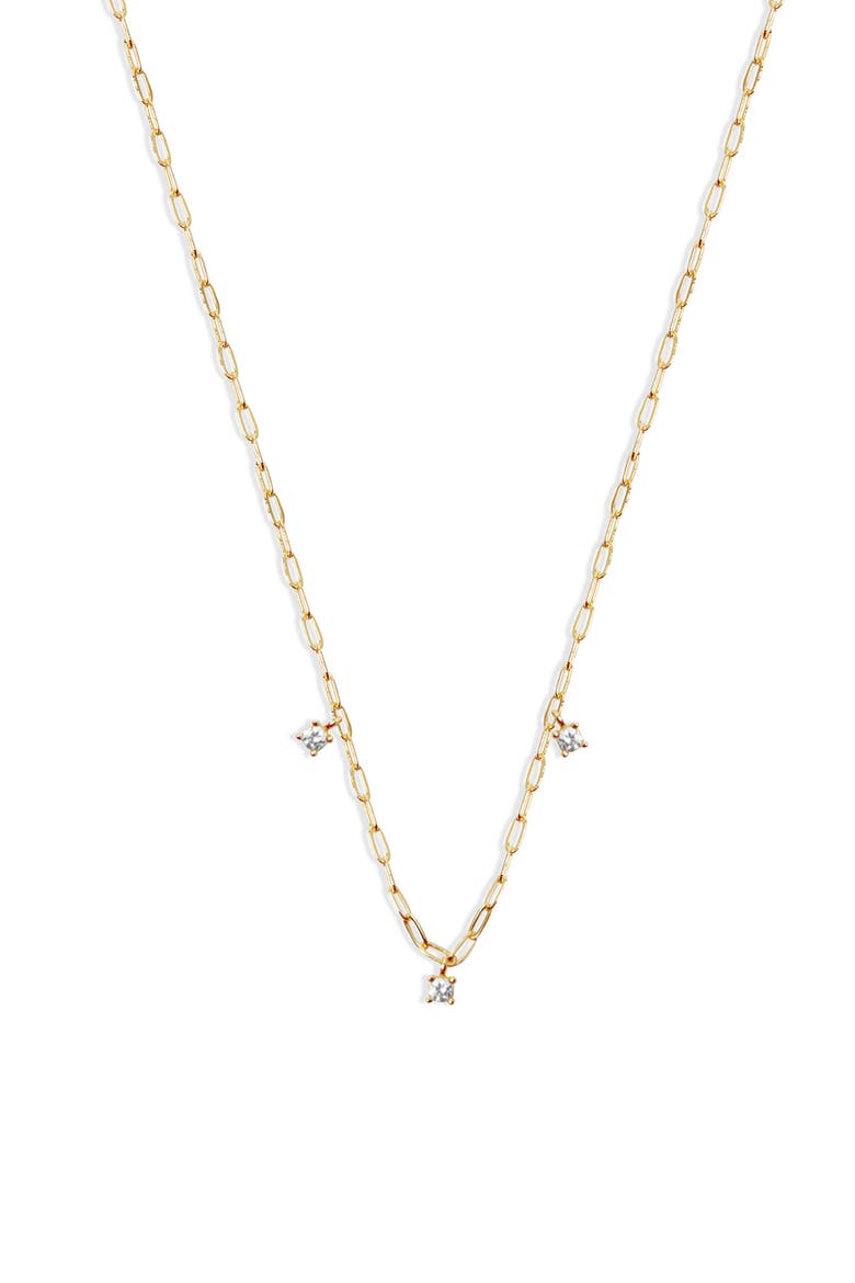 Cubic Zirconia Station Necklace, Main, color, GOLD