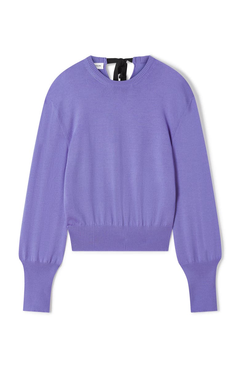 Lanvin Purple Wool Sweater With Grosgrain Detail, Alternate, color, Lilac