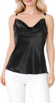 TASH AND SOPHIE Cowl Neck Satin Tank