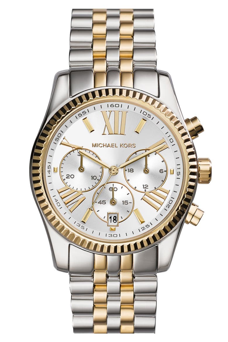 'Lexington' Chronograph Bracelet Watch, 38mm, Main, color, SILVER/ GOLD