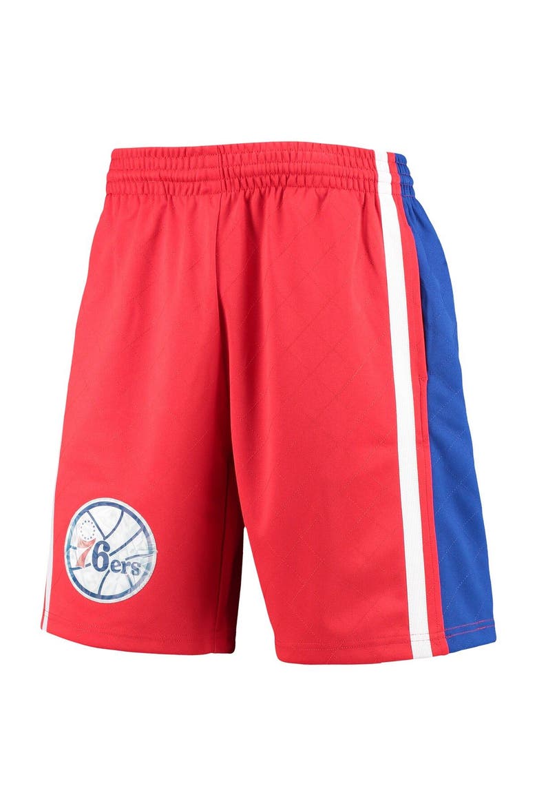 Men's Mitchell & Ness Red Philadelphia 76ers Hardwood Classics 75th Anniversary Swingman Shorts, Alternate, color, Red