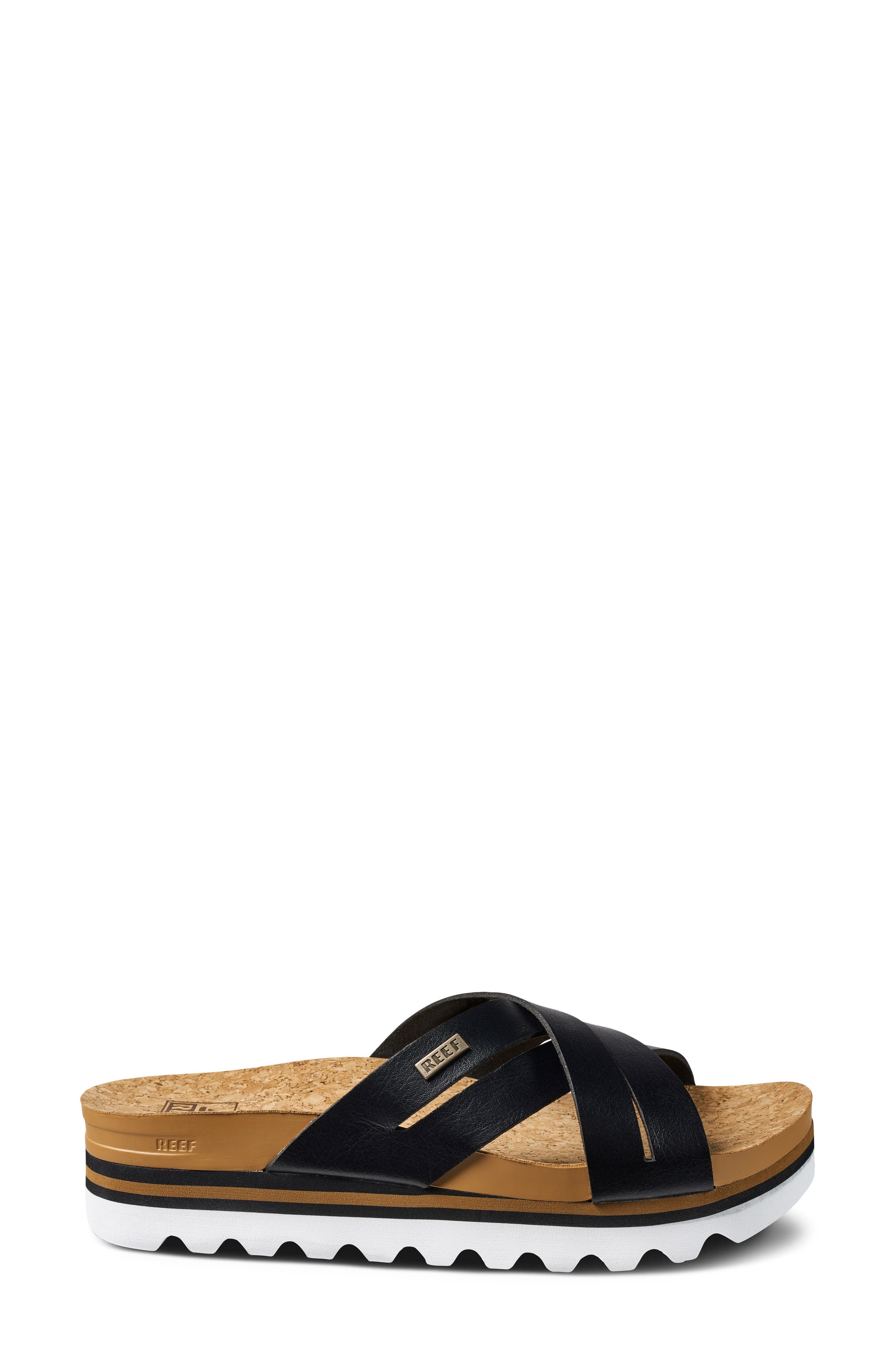 Reef Cushion Bloom Hi Slide Sandal, Alternate, color, Black/ Tan
