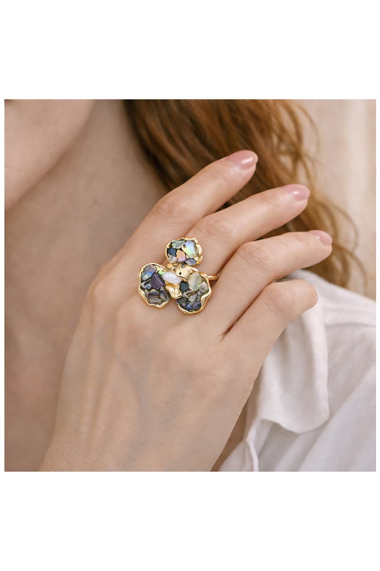 Vida Flower Statement Ring, Alternate, color, GOLD