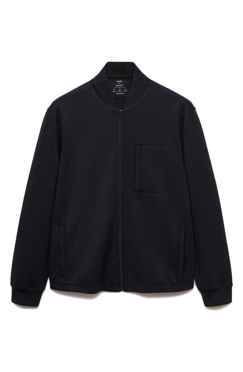 MANGO Sweatshirt Bomber Jacket, Alternate, color, Dark Navy