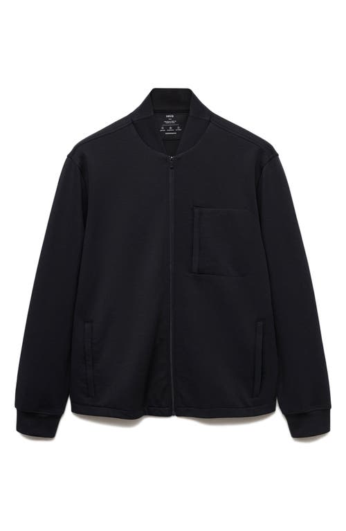 Mango Sweatshirt Bomber Jacket In Dark Navy