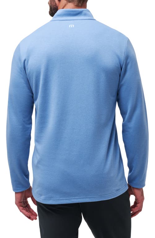 Travismathew Upgraded Chest Stripe Half Zip Pullover In Blue