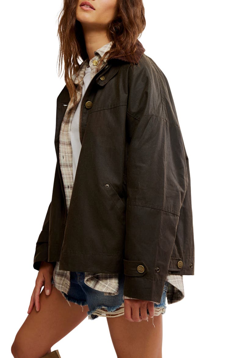 Cori Waxed Cotton Jacket, Alternate, color, OLIVE