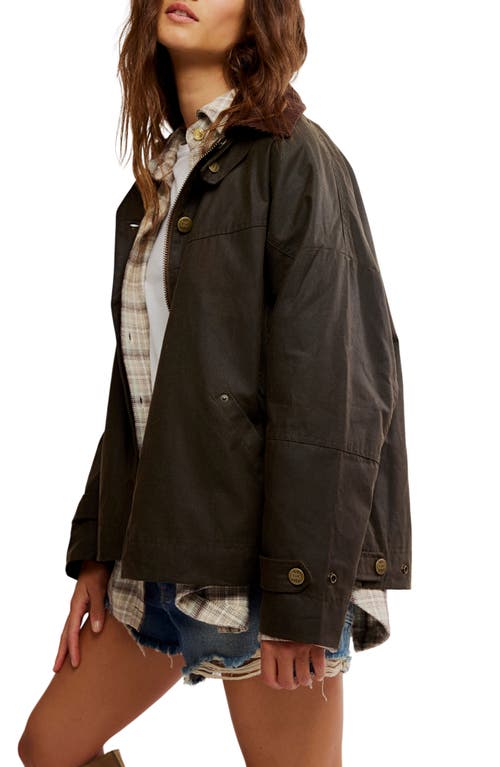 Free People Cori Waxed Cotton Jacket In Green