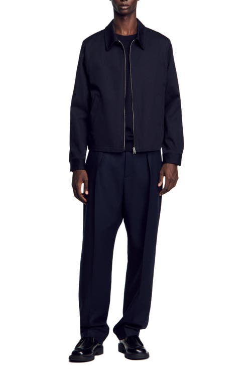 Sandro Cotton Jacket In Navy Blue