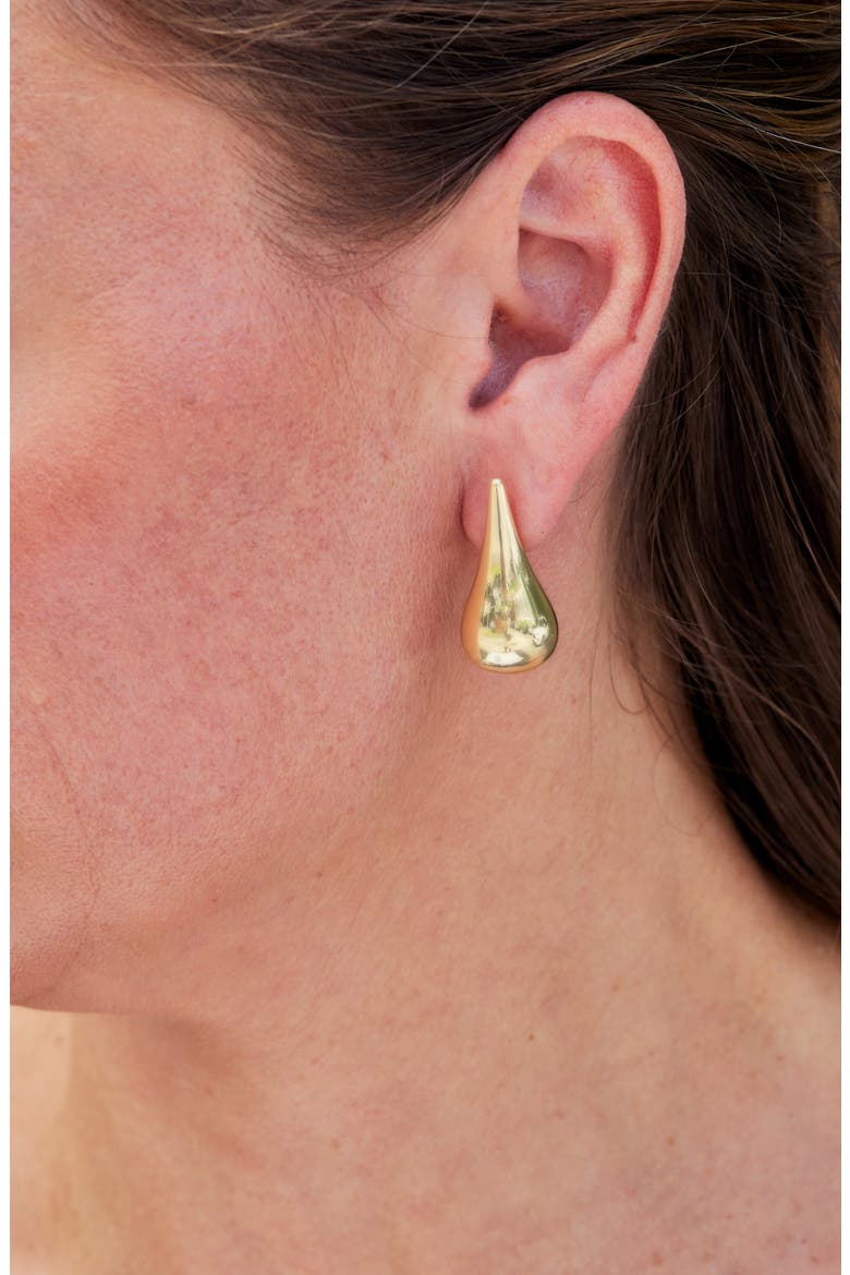 High Gloss Teardrop Stud Earrings, Alternate, color, YELLOW