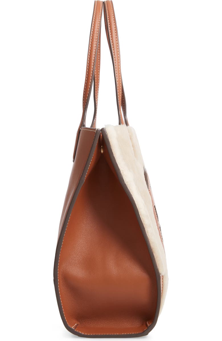 Tory Burch Mini Ella Genuine Shearling Tote, Alternate, color,