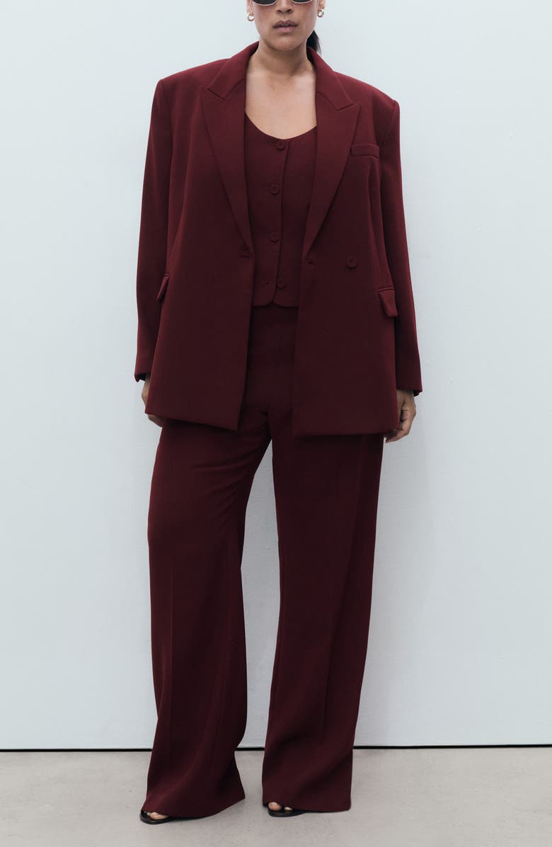 MANGO Iguana Double Breasted Blazer, Alternate, color, Maroon