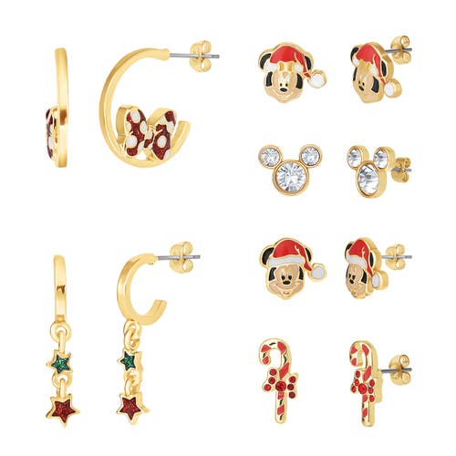 Disney Mickie & Minnie Advent Calendar 12-piece Jewelry Set In Gold