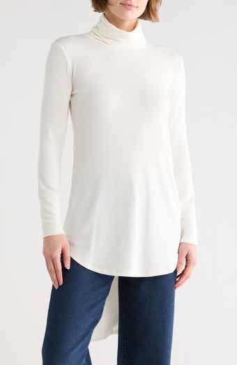 GO COUTURE Turtleneck High-Low Tunic Sweater