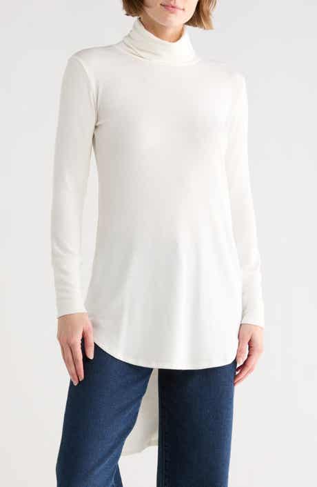GO COUTURE Turtleneck High-Low Tunic Sweater
