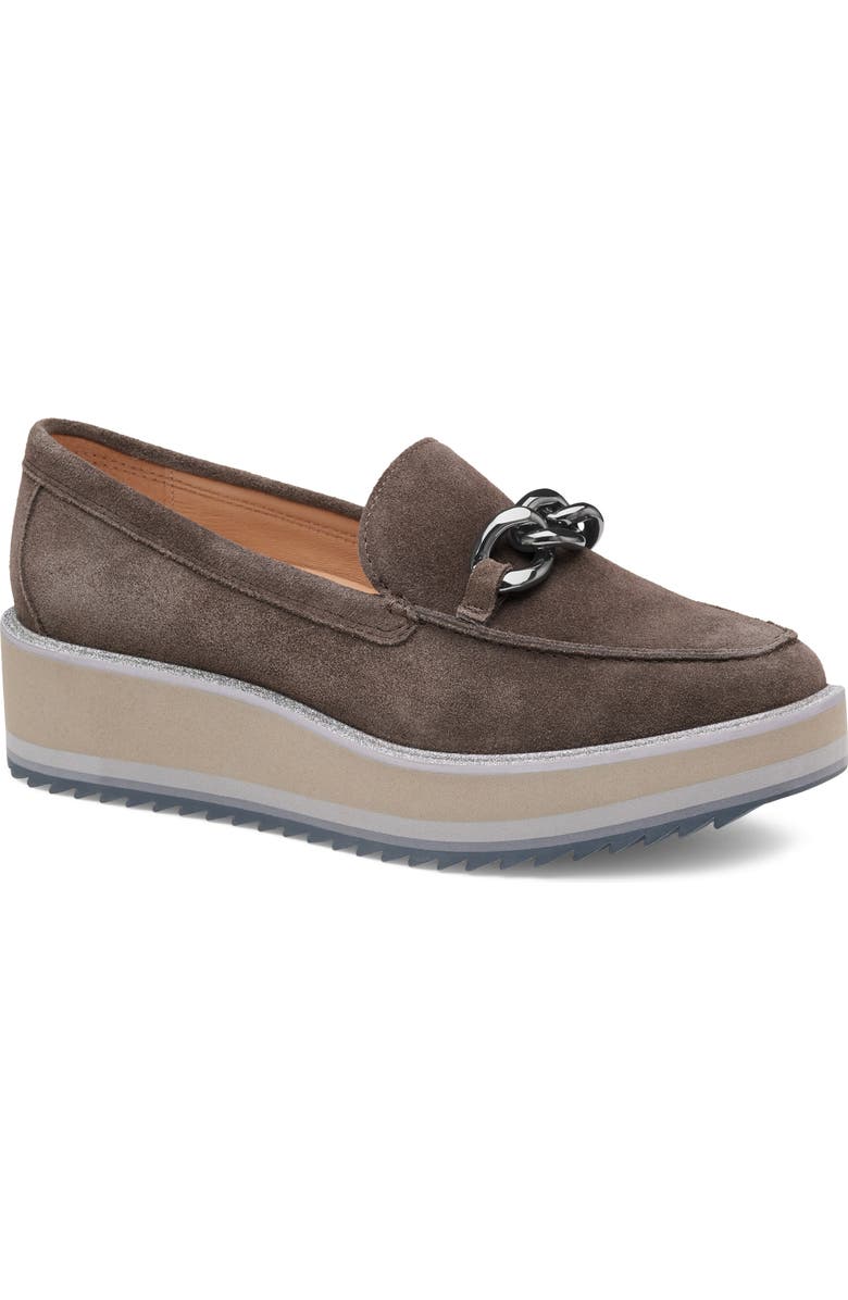 Johnston & Murphy Gracelyn Chain Platform Suede Loafer, Main, color,