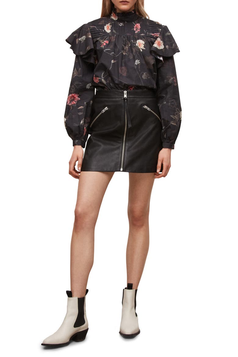 Bluma Kaneshon Ruffle Blouse, Alternate, color, BLACK