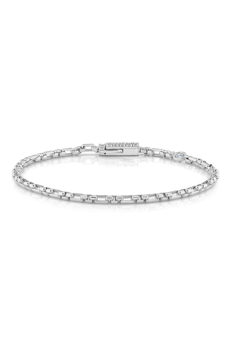 Layer Up Box Chain Bracelet, Main, color, PURE PLATINUM / CLEAR STONE