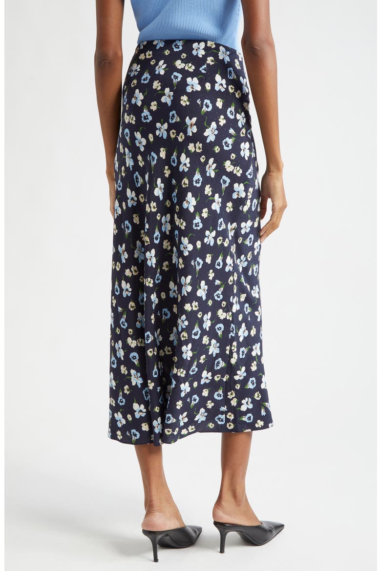Clover Floral Silk Blend Skirt, Alternate, color, NAVY MULTI