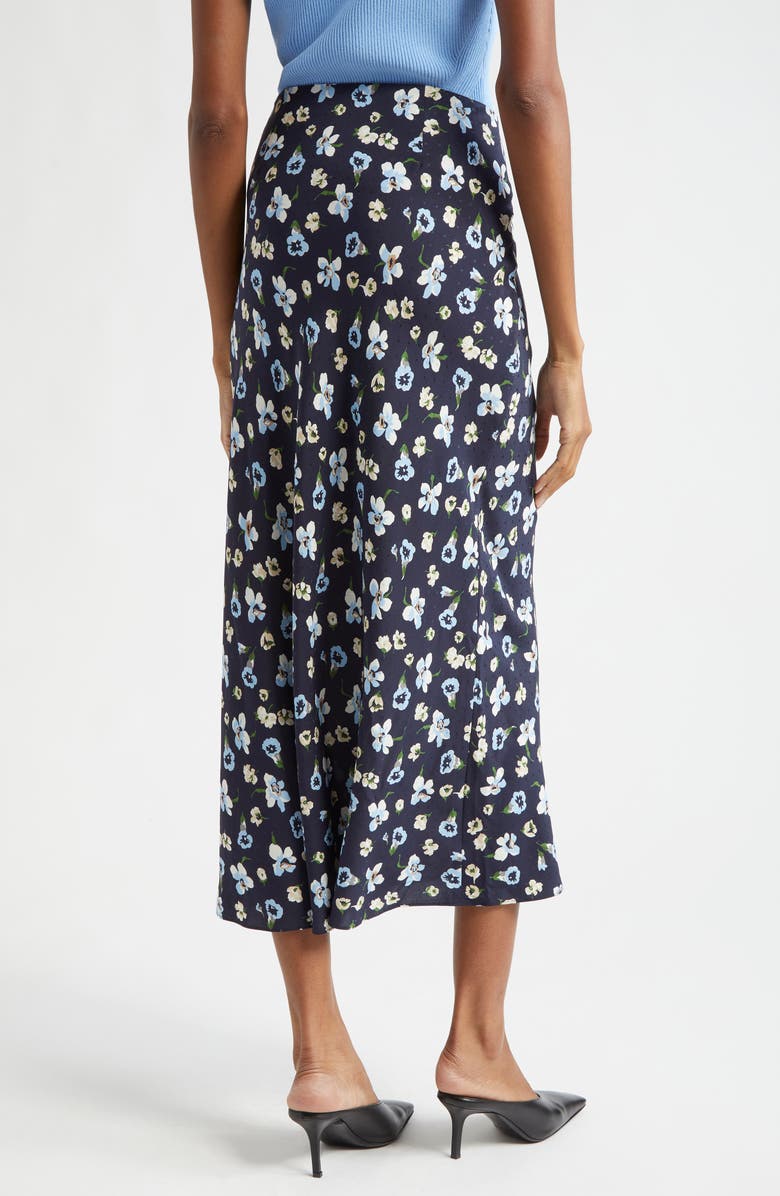 Veronica Beard Clover Floral Silk Blend Skirt, Alternate, color, Navy Multi