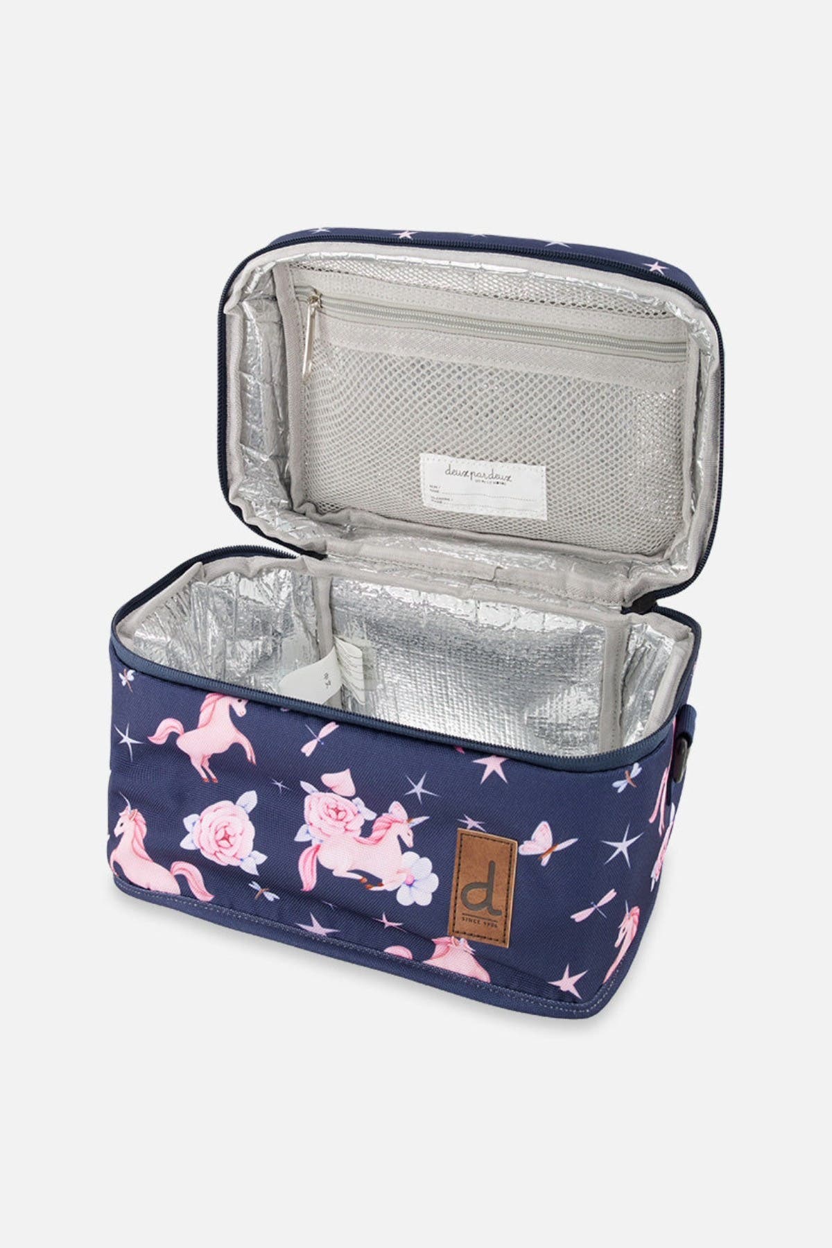 Deux par Deux Unicorn Charming Practical Spacious Lunch Box, Alternate, color, Navy Unicorn Print