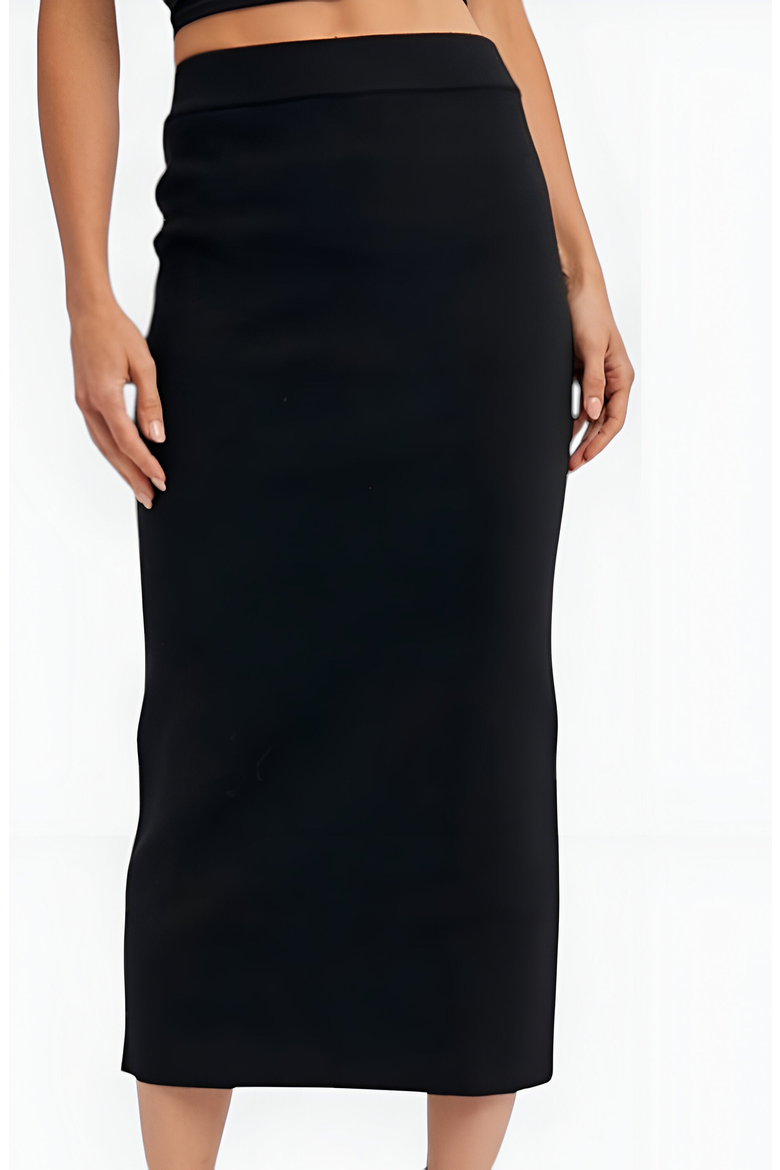Soft Stretch Knit Midi Skirt, Alternate, color, Black