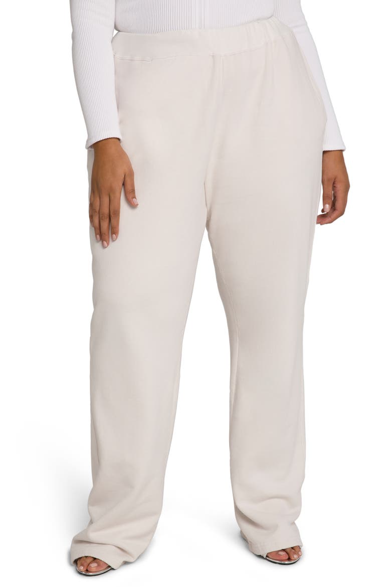 Terry Fleece Wide Leg Sweatpants, Alternate, color, BONE001