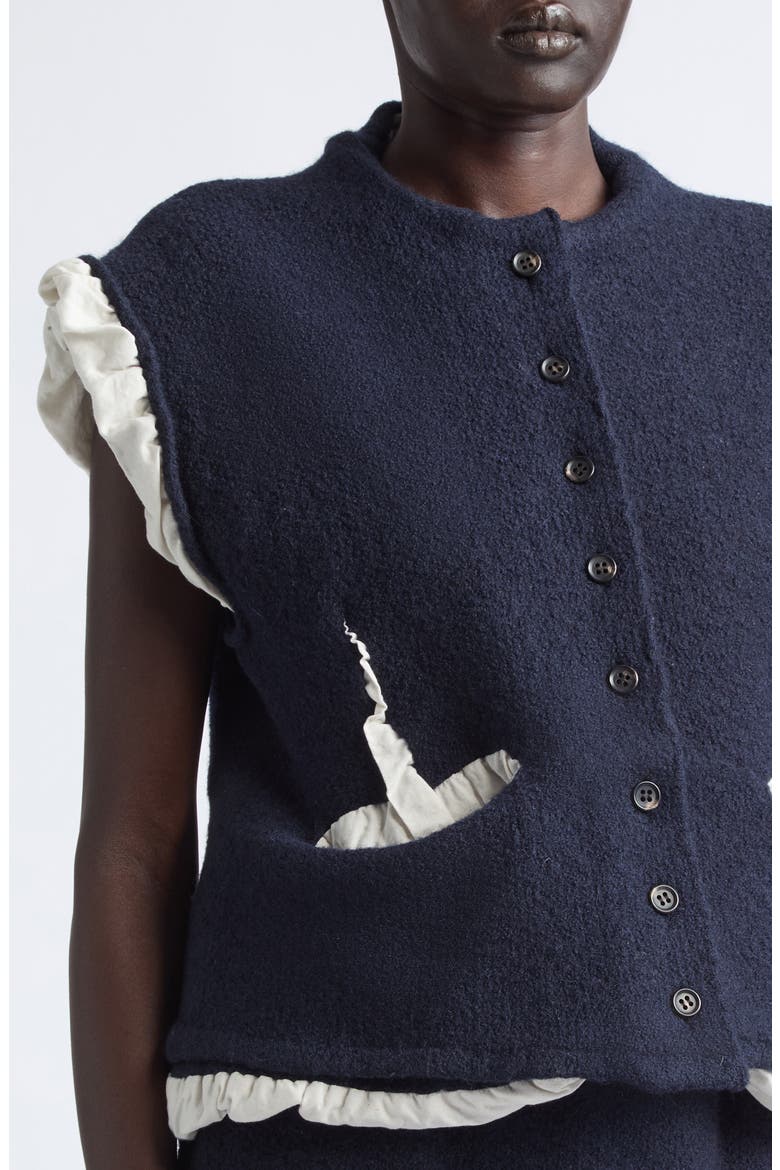 Fulling Wool Knit Vest, Alternate, color, NAVY