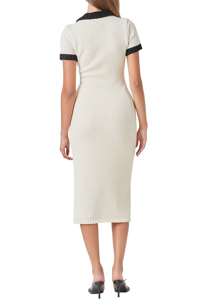 Contrast Trim Sweater Dress, Alternate, color, CREAM/ BLACK