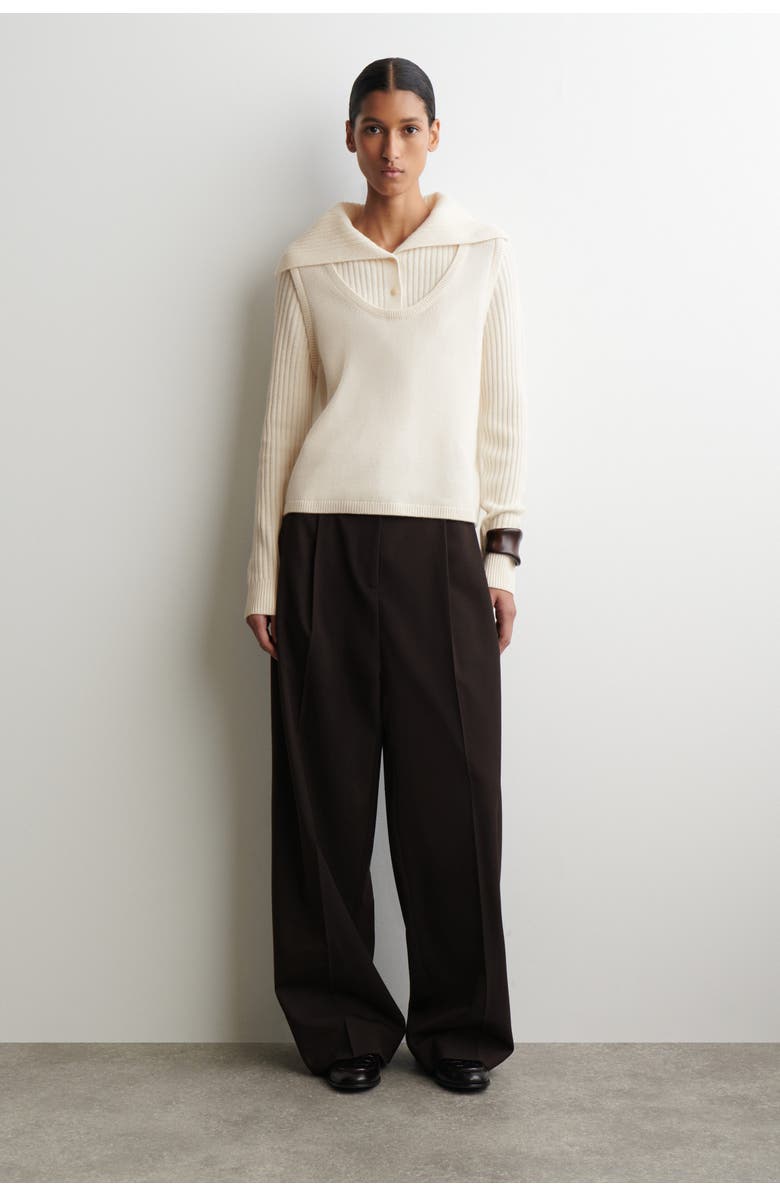 COS Layered Merino Wool Jumper, Alternate, color, Ivory