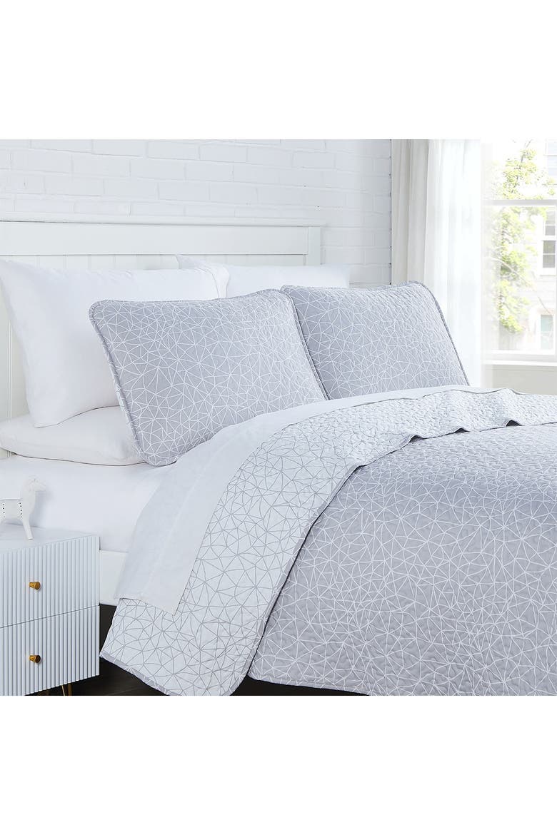 Geometric Maze Oversized Quilt Sets, Main, color, GEOMETRIC MAZE GREY