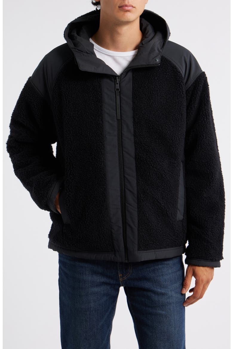 Alberni Reversible High Pile Fleece Bomber Jacket, Alternate, color, BLACK/ BLACK