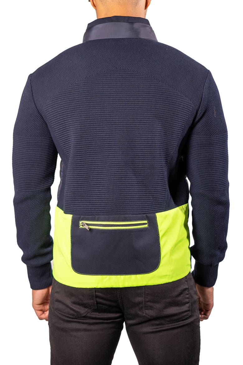 Quilted & Knit Bomber Jacket, Alternate, color, BLUE