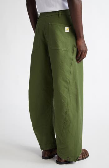 デニム・ジーパン J. W. Anderson Workwear' Cotton Pants With Yellow Twisted Twisted low-rise wide-leg jeans in yellow - JW Anderson