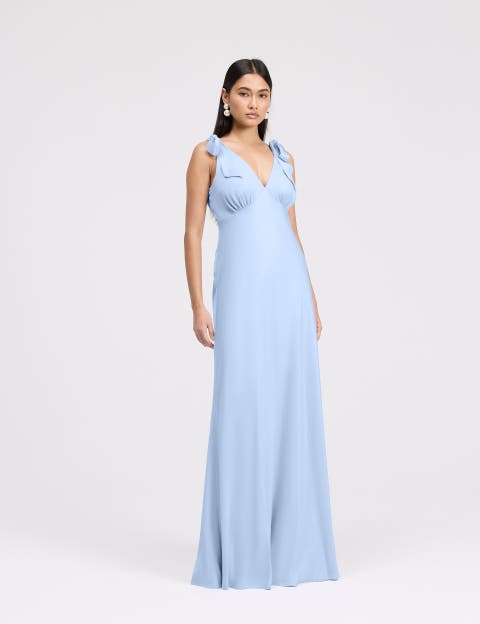 Nora Tie Shoulder Satin Maxi Dress