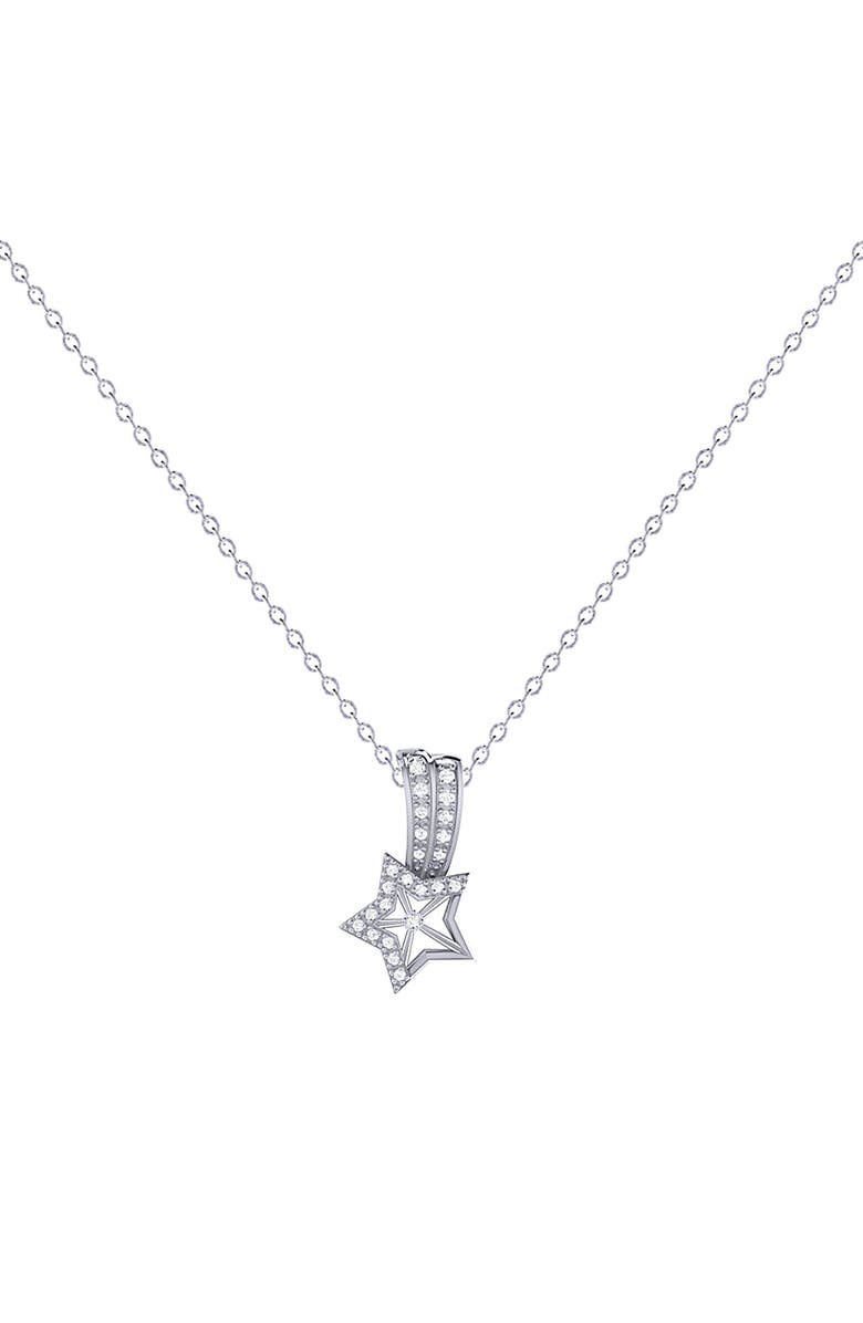 LuvMyJewelry Wishing Star Sterling Silver Diamond Pendant Necklace, Main, color, 