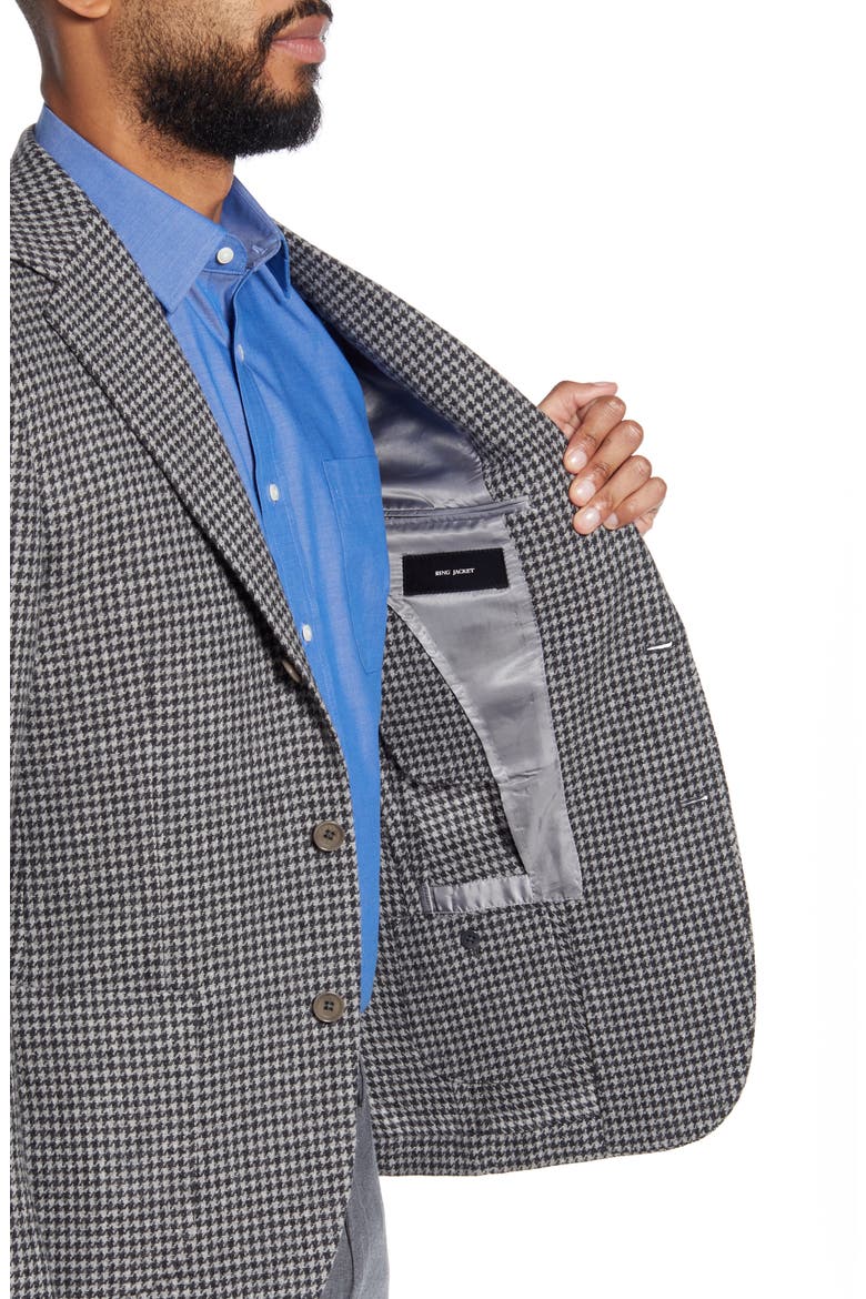 Trim Fit Houndstooth Check Wool Sport Coat, Alternate, color, GREY