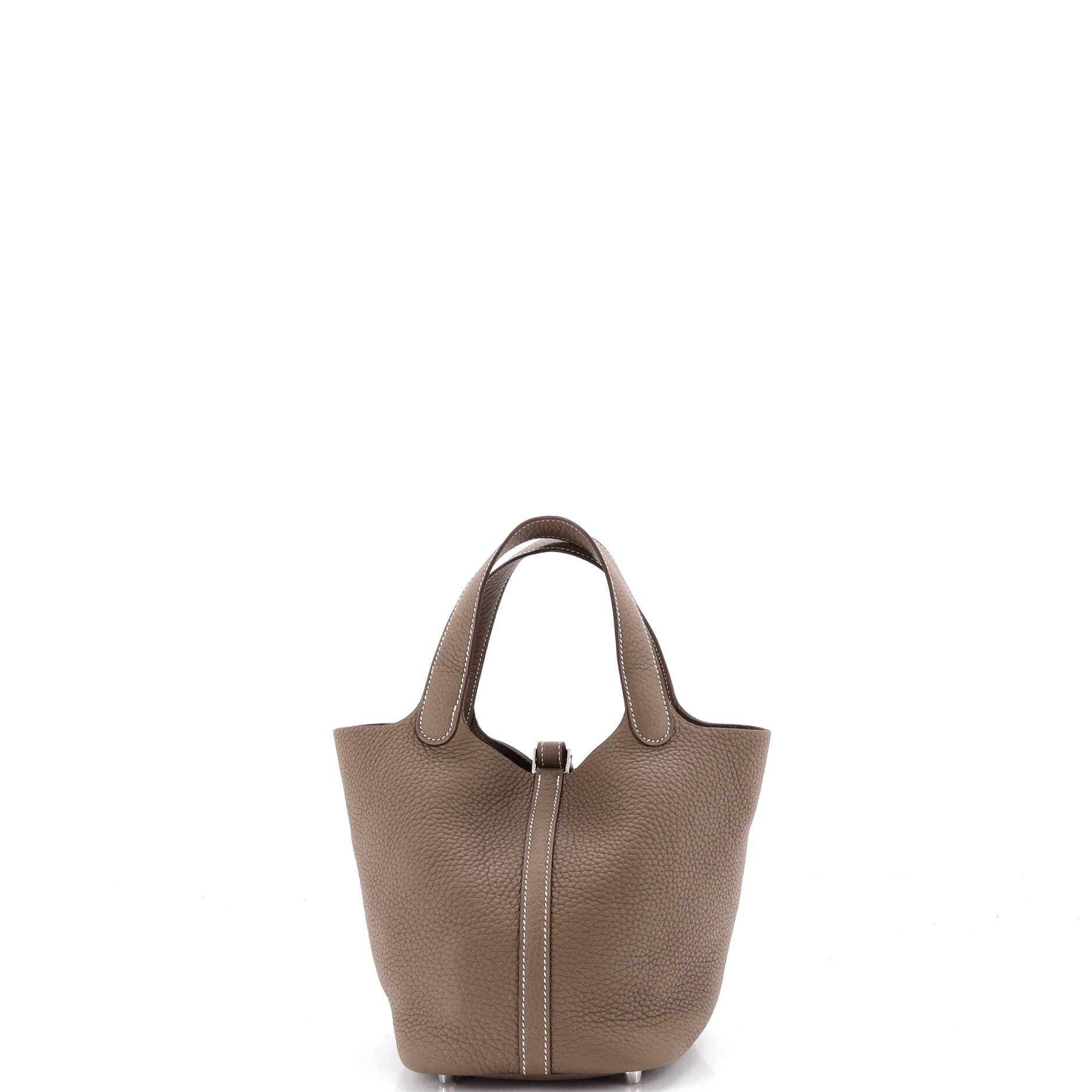 Pre-Owned Hermes Monochrome Picotin Lock Bag Clemence PM, Alternate, color, Etoupe