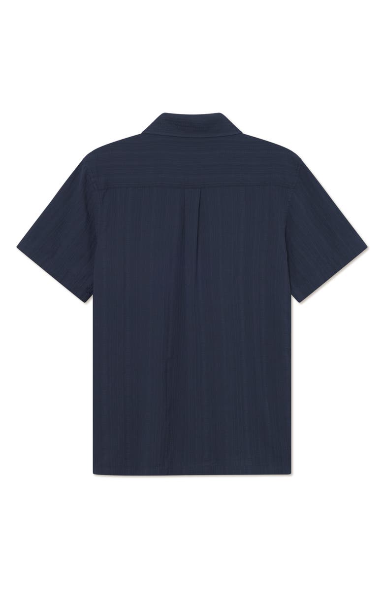 Les Deux Charlie Stripe Organic Cotton Button-Up Shirt, Alternate, color, Dark Navy