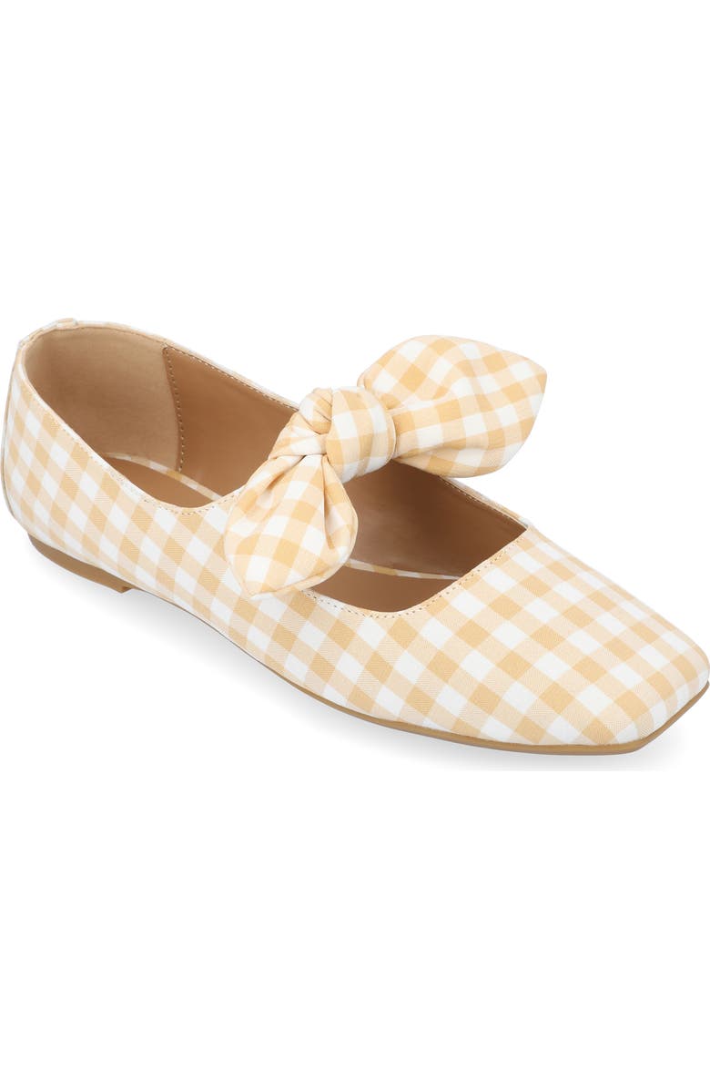 Journee Collection Seraline Ballet Flat, Main, color, Plaid/ Tan